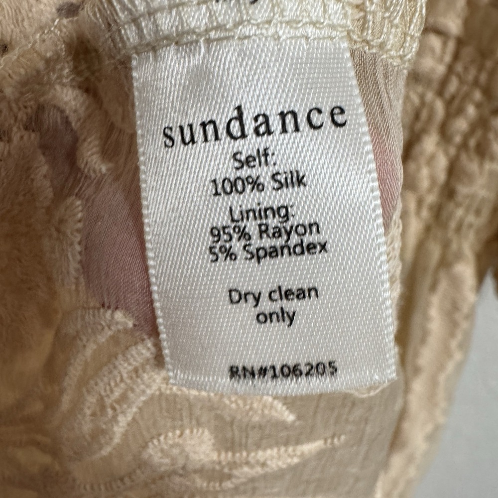 Sundance Dress Womens‎ Small Peach Silk Embroidered Sheer Boho Cottage NO LINER - Picture 13 of 14